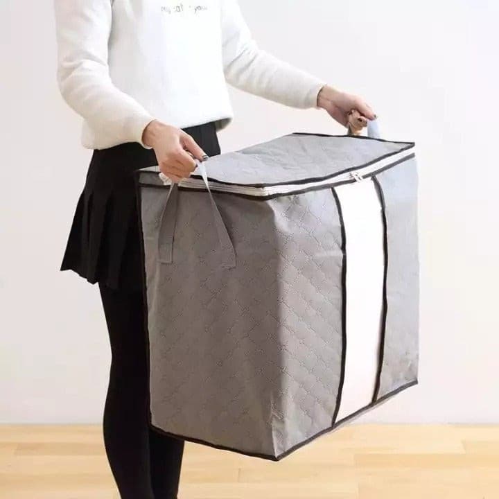 Multipurpose Storage Bag & Organizer for Clothes & Blanket (Grey): Keep Your Items Neat and Tidy!